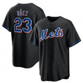 New York Mets #23 Javier B¨¢ez Black MWATKINS 2022 Cool Base Stitched Jersey