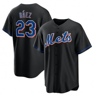 New York Mets #23 Javier B¨¢ez Black MWATKINS 2022 Cool Base Stitched Jersey