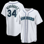 Seattle Mariners #34 Felix Hernandez White MWATKINS Home Retired Player Replica Jersey