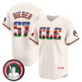 Cleveland Guardians #57 Shane Bieber Cream MWATKINS Mexico Vapor Premier Limited Stitched Jersey