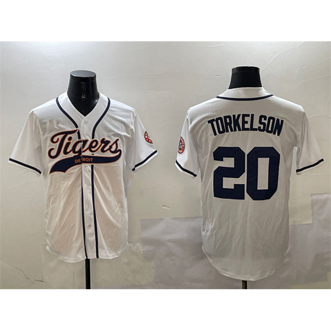 Detroit Tigers #20 Spencer Torkelson White MWATKINS With Patch Cool Base Stitched Jersey
