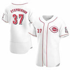 Cincinnati Reds #37 Tyler Stephenson White MWATKINS Stitched Flex Base Jersey