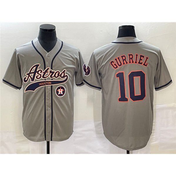 Houston Astros #10 Yuli Gurriel Gray MWATKINS With Patch Cool Base Stitched Jersey