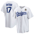 Los Angeles Dodgers #17 Shohei Ohtani White MWATKINS 2024 World Series Cool Base Stitched Jersey