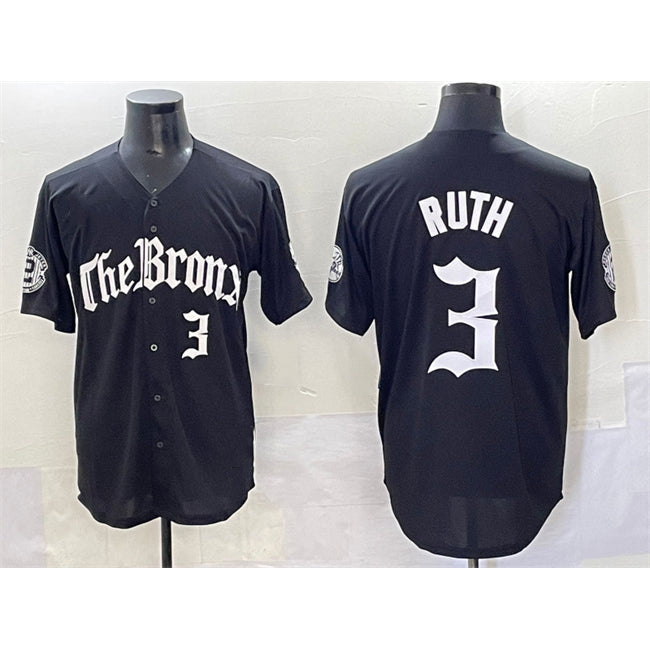 New York Yankees #3 Babe Ruth Black MWATKINS 'Gothic Legacy Edition' Vapor Premier Limited Stitched Jersey