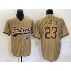 San Diego Padres #23 Fernando Tatis Jr Tan MWATKINS NEW 2023 Cool Base Stitched Jersey 2
