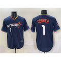 Houston Astros #1 Carlos Correa Navy MWATKINS 2025 City Connect With Texas Patch Limited Stitched Jersey