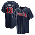 Atlanta Braves #13 MWATKINSld Acuna Jr. Navy MWATKINS Alternate Replica Player Name Jersey