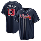 Atlanta Braves #13 MWATKINSld Acuna Jr. Navy MWATKINS Alternate Replica Player Name Jersey