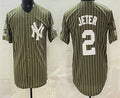 New York Yankees #2 Derek Jeter Olive MWATKINS Pinstripe 2026 Armed Forces Day Salute To Service Jersey
