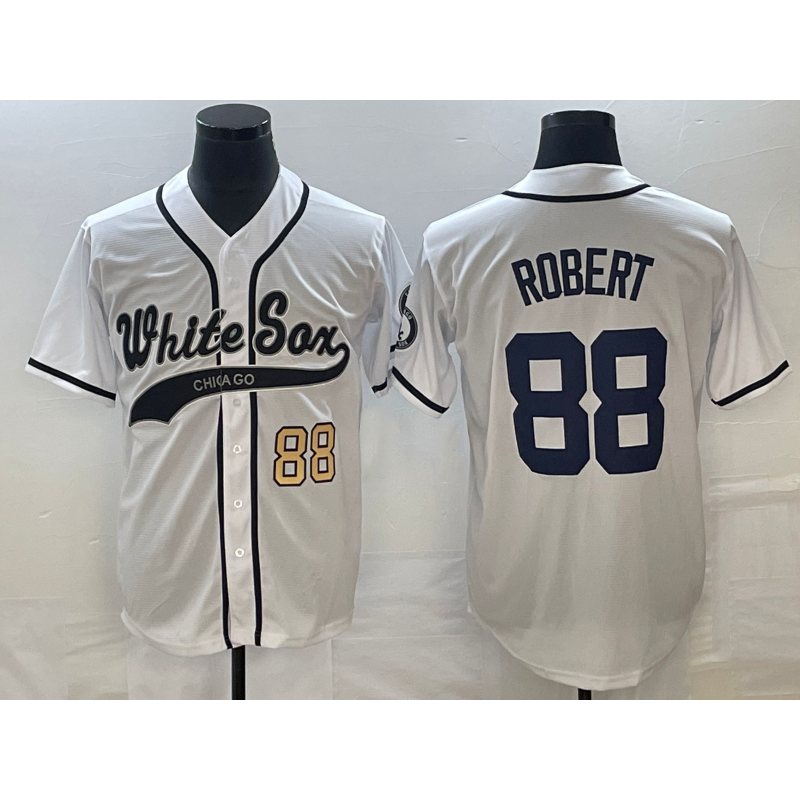 Chicago White Sox #88 Luis Robert Number White MWATKINS Cool Base Stitched Jersey