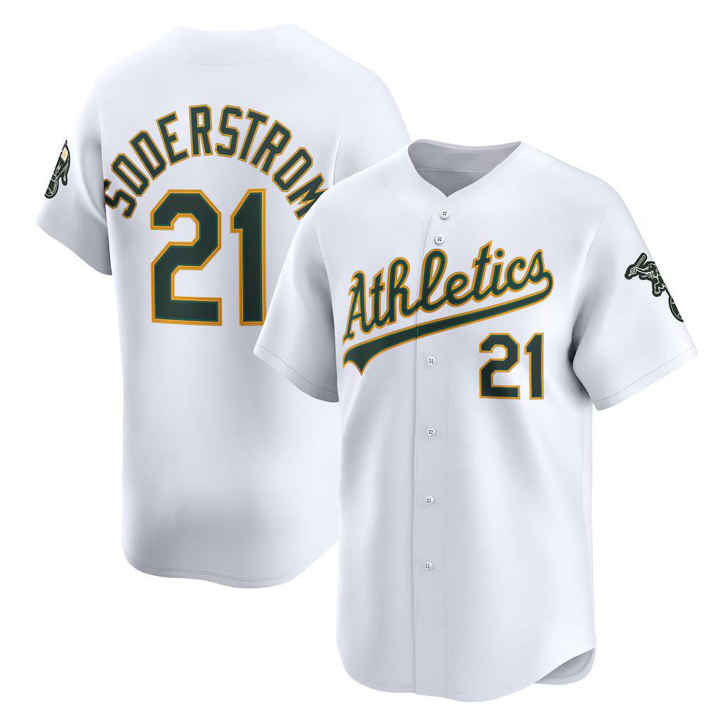Oakland Athletics #21 Tyler Soderstrom White MWATKINS Home Limited Player Jersey