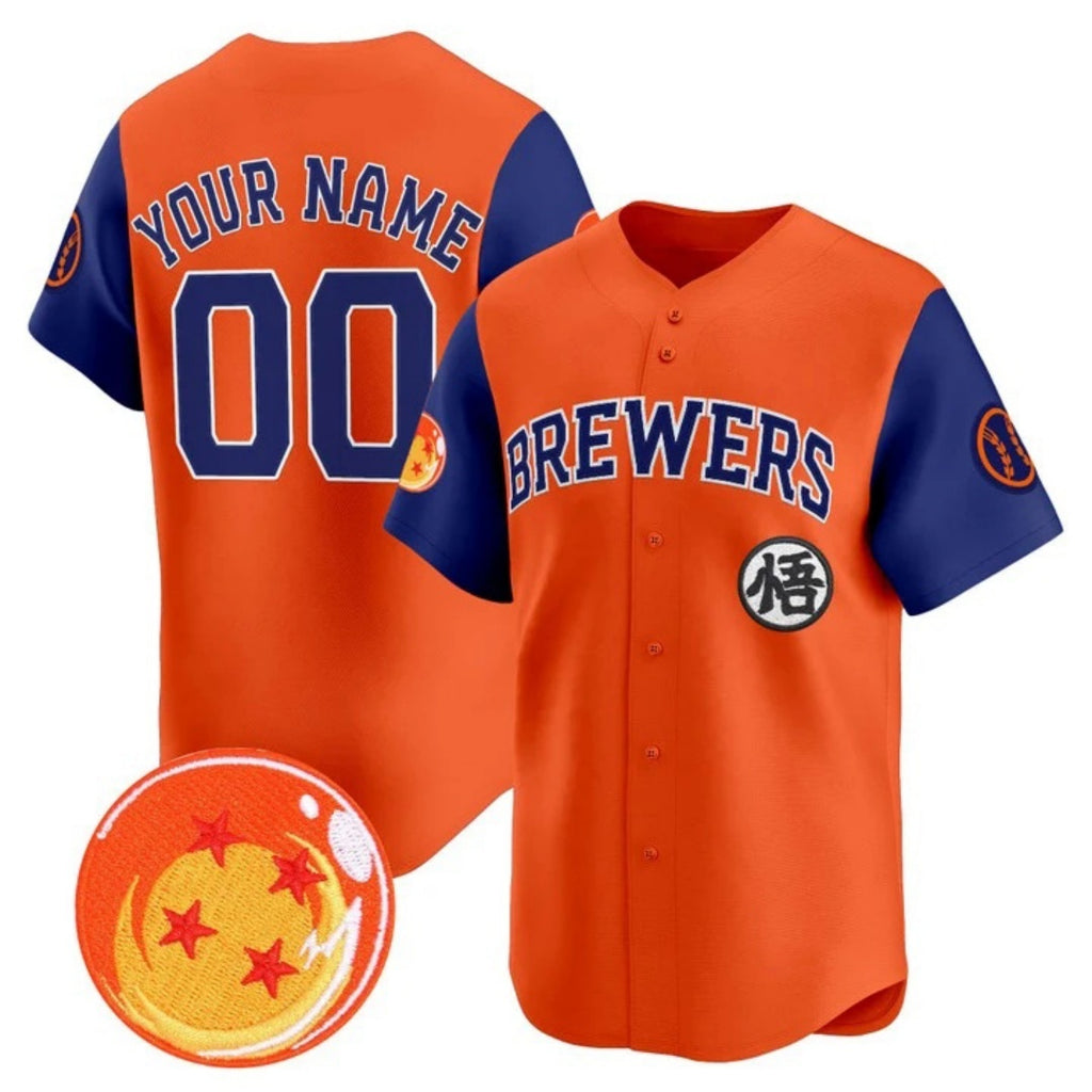 Custom Milwaukee Brewers x Dragon Ball Royal Orange MWATKINS Vapor Premier Limited Jersey - All Stitched
