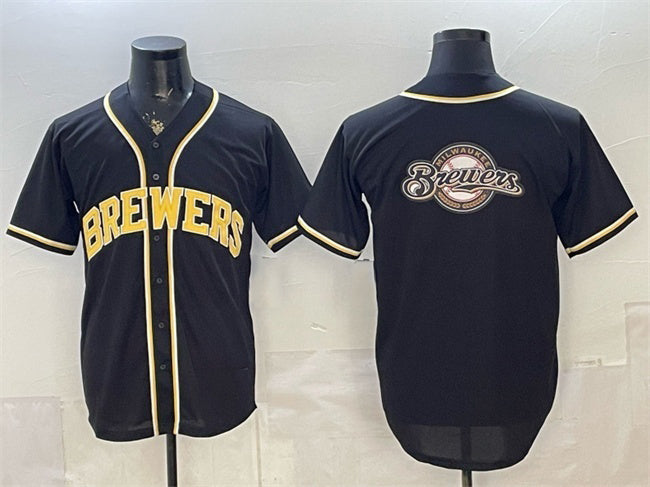 Milwaukee Brewers Team Big Logo 2026 Fashion Replica Black MWATKINS Out Stitched Jersey