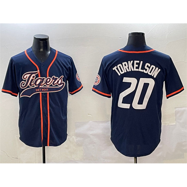 Detroit Tigers #20 Spencer Torkelson Navy MWATKINS With Patch Cool Base Stitched Jersey