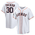 Houston Astros #30 Kyle Tucker White MWATKINS 2022 World Series Home Stitched Jersey