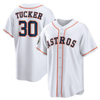 Houston Astros #30 Kyle Tucker White MWATKINS 2022 World Series Home Stitched Jersey