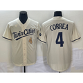 Minnesota Twins #4 Carlos Correa Number Cream MWATKINS 2022 City Connect Cool Base Stitched Jersey