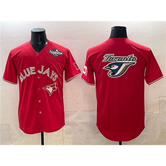Toronto Blue Jays Team Big Logo Red MWATKINS 2025 World Series Home Cool Base Stitched Jersey