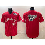 Toronto Blue Jays Team Big Logo Red MWATKINS 2025 World Series Home Cool Base Stitched Jersey