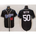 Los Angeles Dodgers #50 Mookie Betts Number Black MWATKINS White Cool Base Stitched Jersey 2