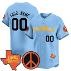 Custom Houston Astros  Love Street & Peace Sign Patch Vapor Premier Limited Jersey V2 ¨C Blue MWATKINS