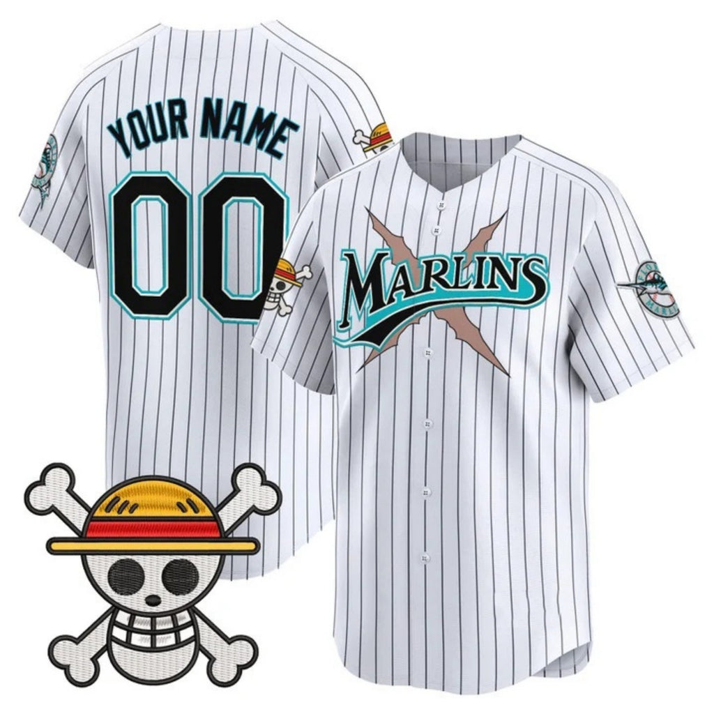 Custom Miami Marlins x One Piece Pinstripe White MWATKINS Vapor Premier Limited Jersey - Stitched