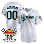 Custom Miami Marlins x One Piece Pinstripe White MWATKINS Vapor Premier Limited Jersey - Stitched