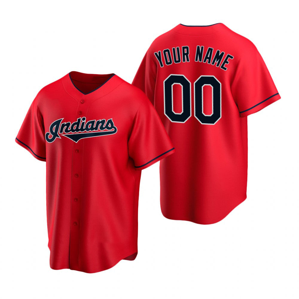 Custom Cleveland Indians Red MWATKINS Stitched Cool Base Jersey