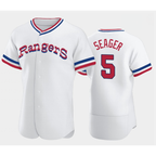 Texas Rangers #5 Corey Seager White MWATKINS Throwback Stitched Flex Base Jersey