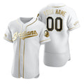 Custom Cleveland Indians White MWATKINS Stitched Flex Base Golden Edition Jersey