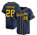 Milwaukee Brewers #28 Andrew Vaughn Navy MWATKINS Alternate Limited Stitched Jersey