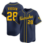 Milwaukee Brewers #28 Andrew Vaughn Navy MWATKINS Alternate Limited Stitched Jersey