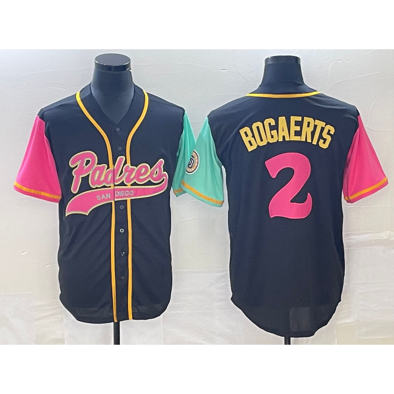 San Diego Padres #2 Xander Bogaerts Brack MWATKINS NEW 2023 City Connect Cool Base Stitched Jersey 2