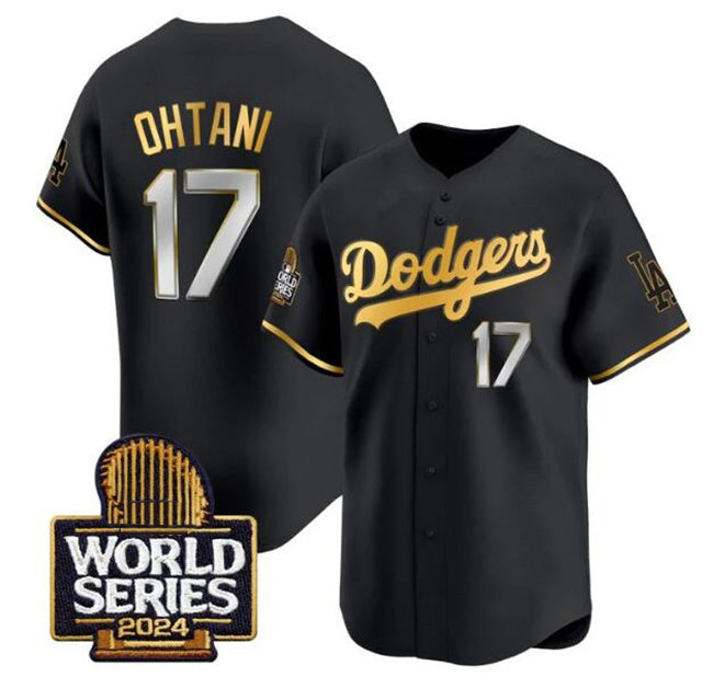 Los Angeles Dodgers #17 Shohei Ohtani Black Gold MWATKINS 2024 World Series Limited Stitched Jersey