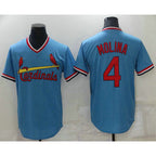 St. Louis Cardinals #4 Yadier Molina Light Blue MWATKINS Pullover Cooperstown Collection Stitched Jersey