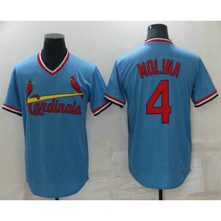 St. Louis Cardinals #4 Yadier Molina Light Blue MWATKINS Pullover Cooperstown Collection Stitched Jersey