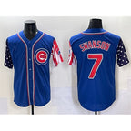 Chicago Cubs #7 Dansby Swanson Royal MWATKINS 2025 Independence Day Vapor Premier Limited Stitched Jersey