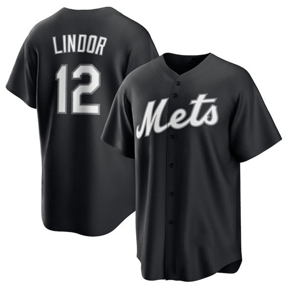 New York Mets #12 Francisco Lindor Black MWATKINS Lights Out Limited Stitched Jersey