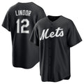 New York Mets #12 Francisco Lindor Black MWATKINS Lights Out Limited Stitched Jersey
