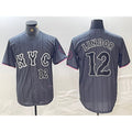 New York Mets #12 Francisco Lindor Number Grey MWATKINS 2024 City Connect Cool Base Stitched Jersey 2