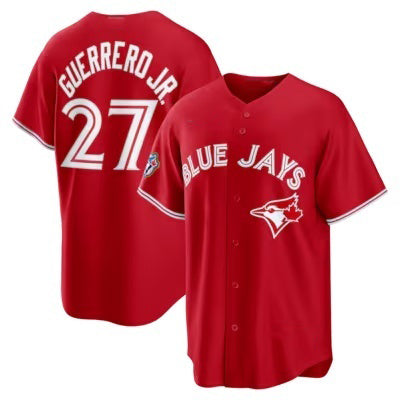 Toronto Blue Jays #27 Vladimir Guerrero Jr. Red MWATKINS 50th Anniversary Alternate Limited Jersey