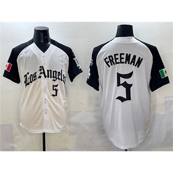 Los Angeles Dodgers #5 Freddie Freeman White Black MWATKINS Mexico 2025 LA Gothic Style With Fernando Patch Vapor Premier Limited Stitched Jersey