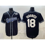 Los Angeles Dodgers #18 Yoshinobu Yamamoto Black MWATKINS 2025 World Series Cool Base Stitched Jersey