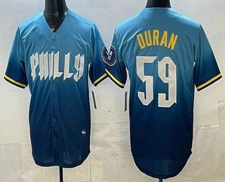 Philadelphia Phillies #59 Jhoan Duran Blue MWATKINS 2024 City Cool Base Jersey