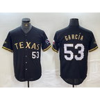 Texas Rangers #53 Adolis Garcia Black Gold MWATKINS Cool Base Stitched Jersey