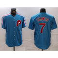 Philadelphia Phillies #7 Trea Turner Blue MWATKINS Cooperstown Throwback Cool Base Jersey