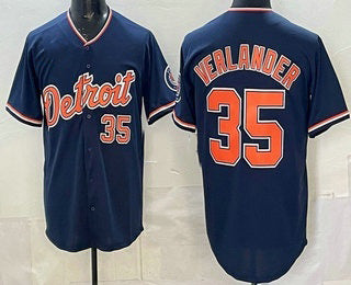 Detroit Tigers #35 Justin Verlander Navy MWATKINS Limited Jersey
