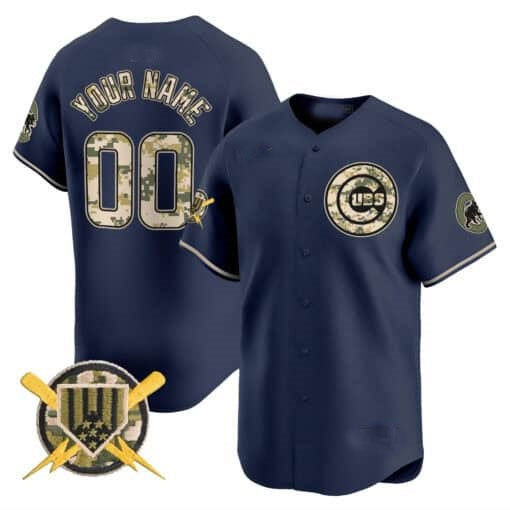 Custom Chicago Cubs Armed Forces Day Vapor Premier Limited Jersey ¨C Navy MWATKINS