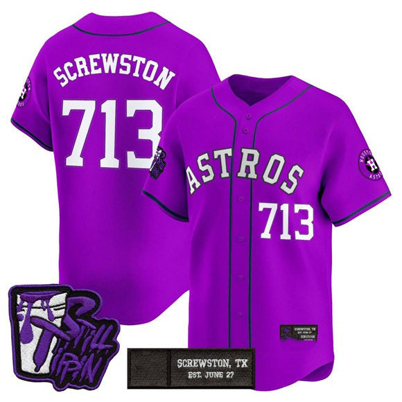 Houston Astros #713 DJ Screwston Still Tippin Purple MWATKINS Patch Vapor Limited Stitched Jersey